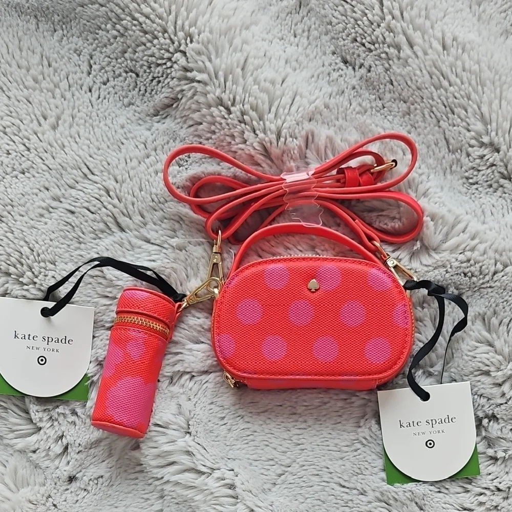 kate spade Neon Pink Polka Dot Crossbody with Lipstick Holder - Picture 3 of 5